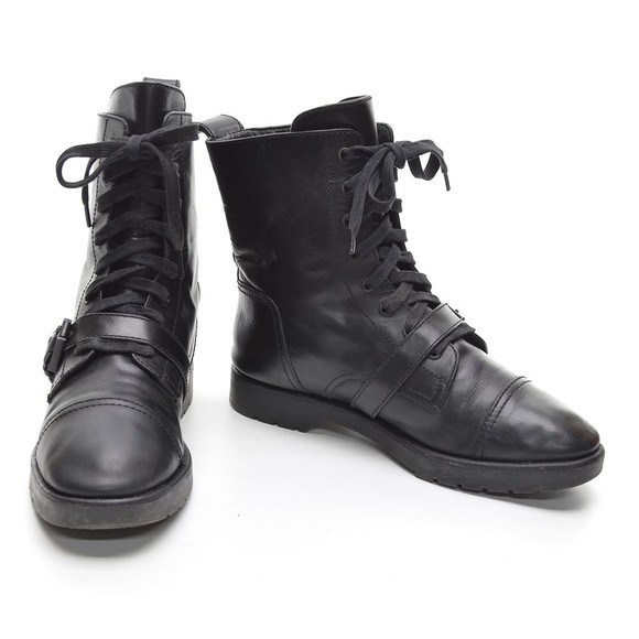 Alexander Wang Daria Black Buckle Combat Boots 37 / 7 - Picture 3 of 8